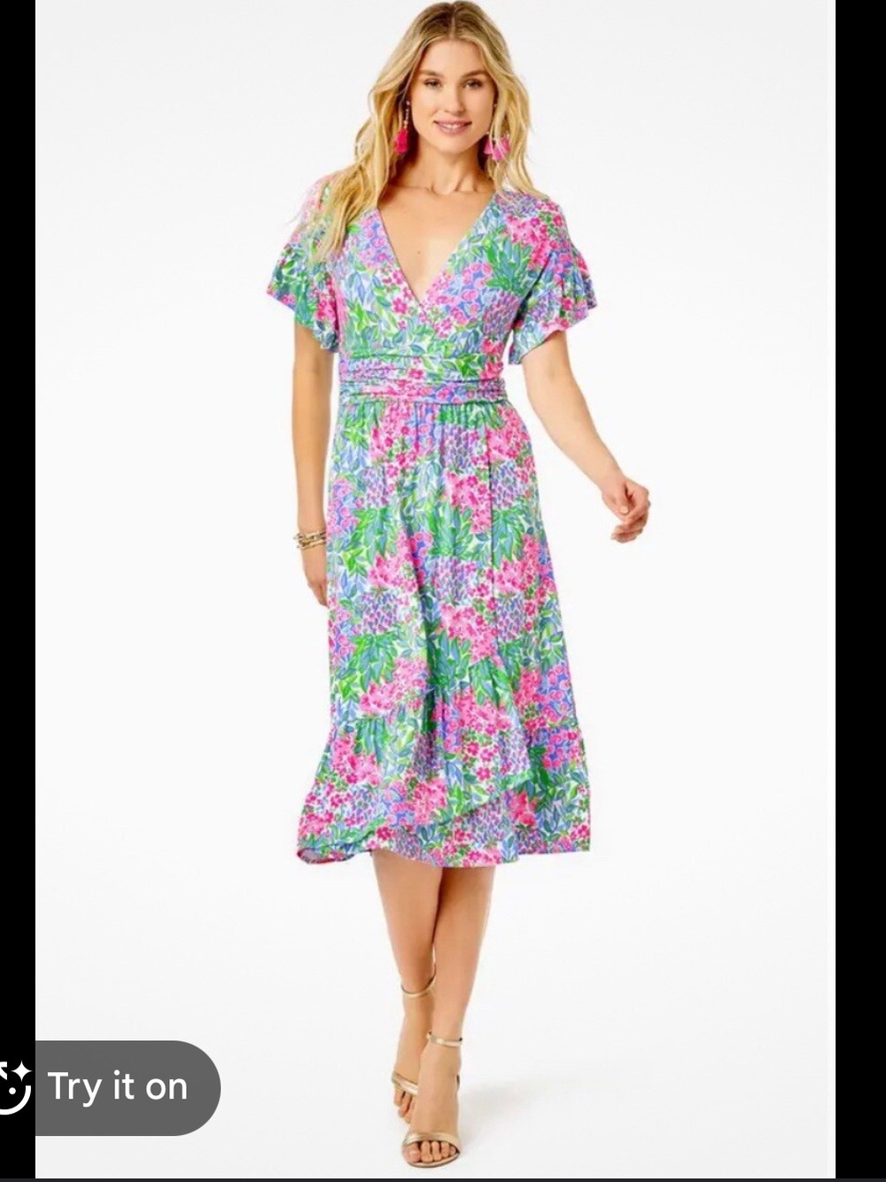 Lilly Pulitzer XL Juliet Ruffle Midi Dress in A Cherry on Top